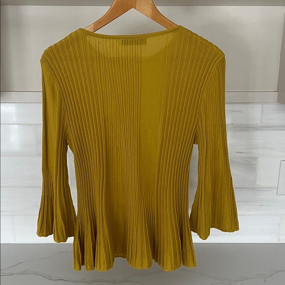 Aldo Martins Mustard Ribbed Wool Peplum Sweater - Picture 4 of 14